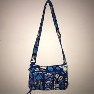 Blue, white, and black Vera  Bradley crossbody.
